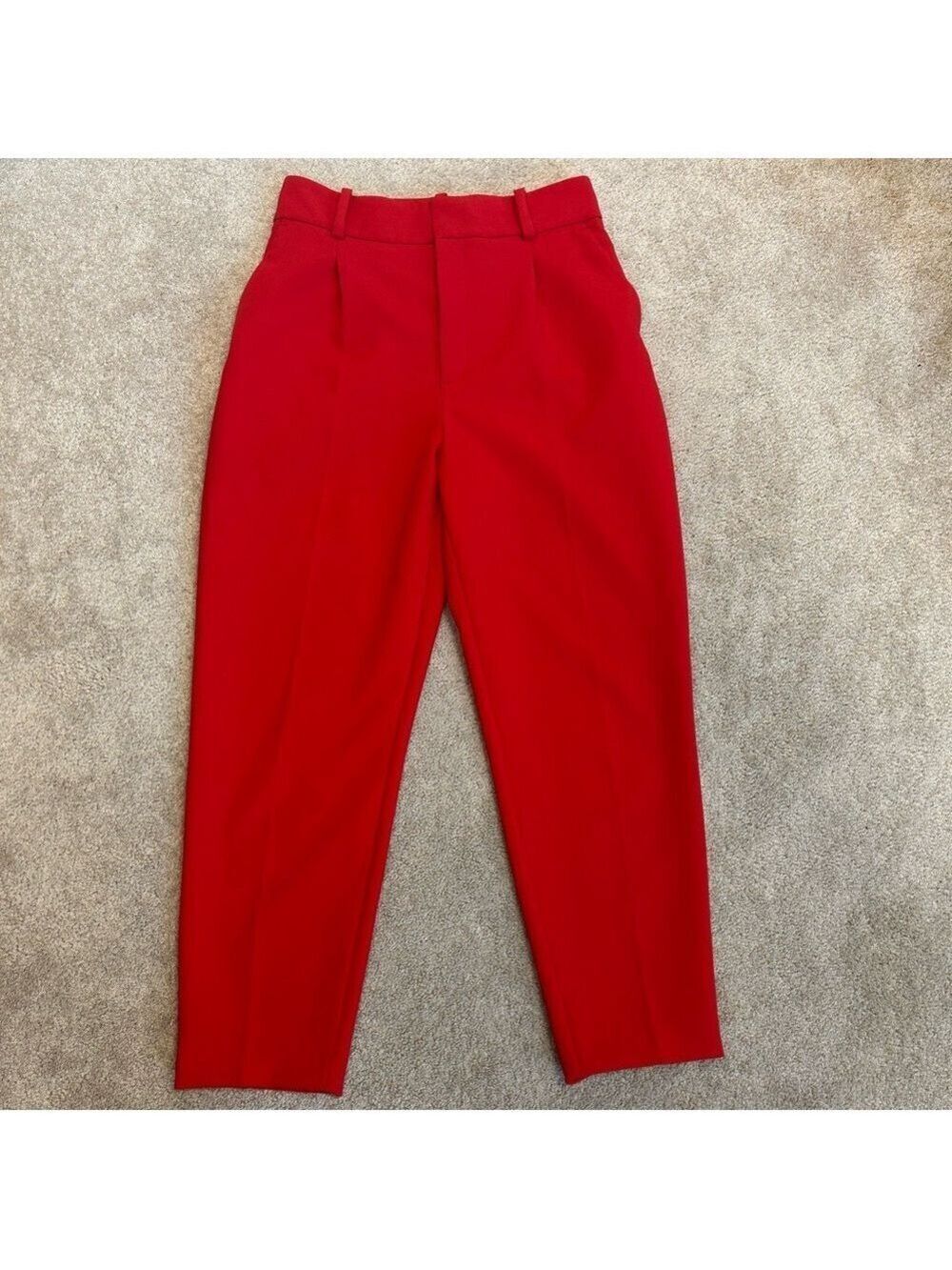 Zara red high-rise tailored trouser dress pants classy professional business L
